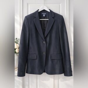 Ann Taylor Stretch Navy Wool Blend Blazer Size 4 Classic Career Jacket